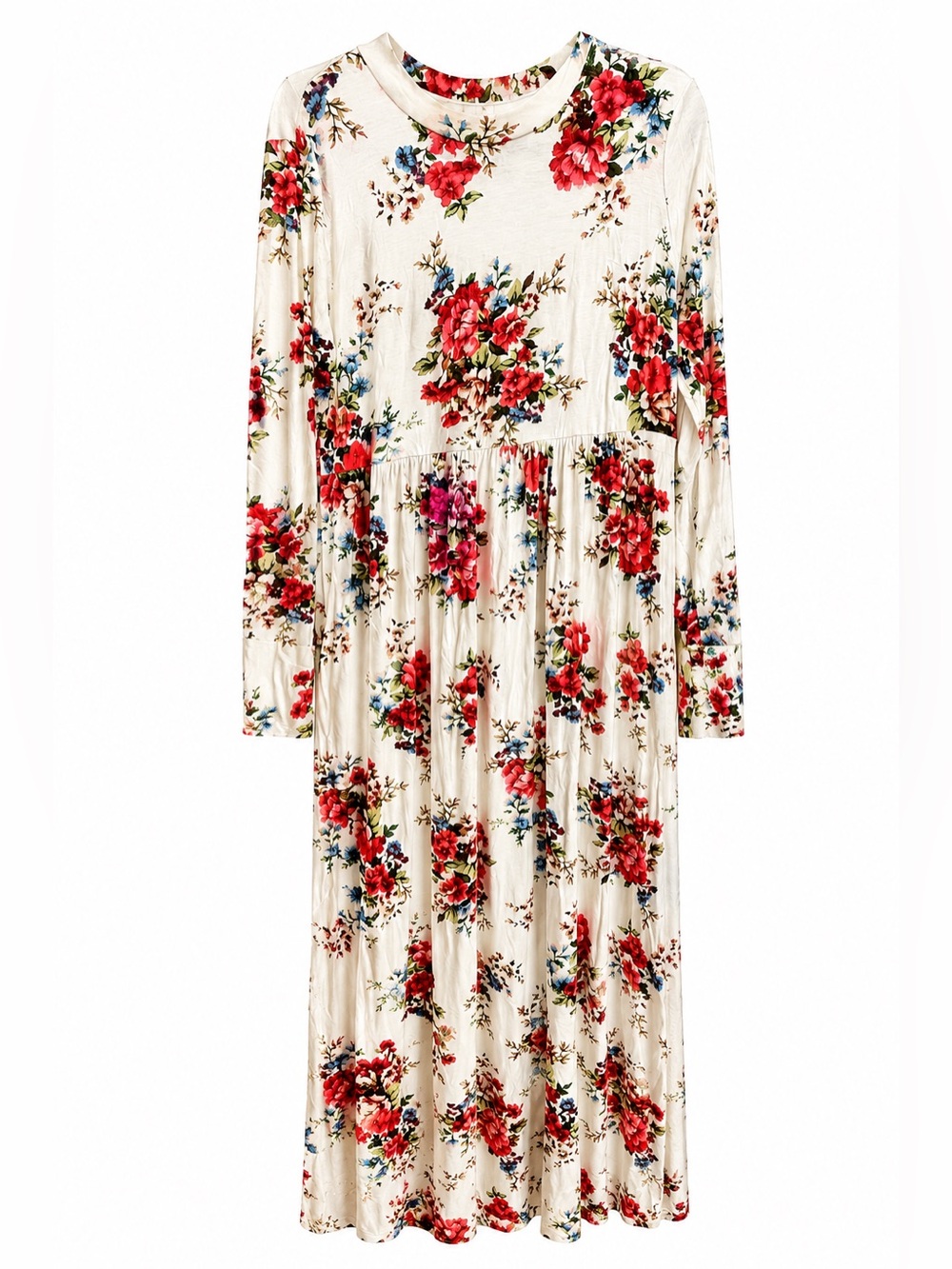 weet Pea Vintage Y2K Floral Maxi Dress Women’s Size L White Long Sleeve